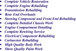 List of Services Offered